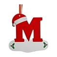 thumbnail image 1 of Moocorvic Personalized Letter Christmas Ornaments with Red Hat, Christmas Tree Hanging for Stockings Ornaments(M), 1 of 5