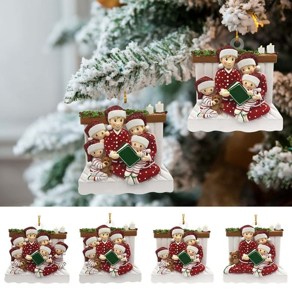 Moocorvic Personalized Ornaments Christmas Family Baby Reading Commemorative Ornament for Christmas Tree Pendant Gifts