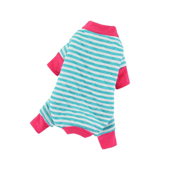 Moocorvic Pet Dog Pajama Jumpsuit Sleeping Coat Striped Cat Clothes for Small Medium Large Dogs Cats(Light blue,XS)
