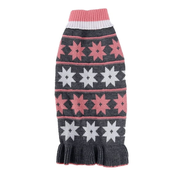 Moocorvic Pet Dresses Winter Dog Sweater Dress High Collar Dog Clothes for Small Medium Dogs Girls,Gray,XS