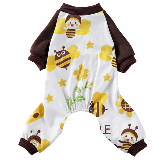 Moocorvic Pet Pajamas for Small Dogs, Pet One-Pieces Suits Puppy Outfits Comfortable Breathable Shirts Sleeper for Large Cat(Coffee,L)