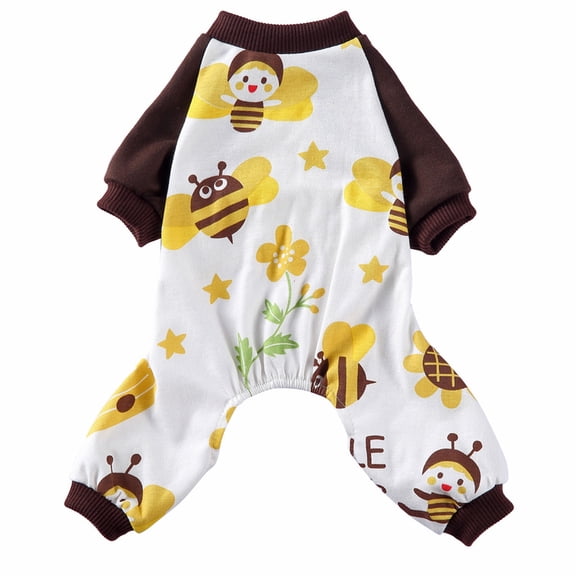 Moocorvic Pet Pajamas for Small Dogs, Pet One-Pieces Suits Puppy Outfits Comfortable Breathable Shirts Sleeper for Large Cat(Coffee,M)