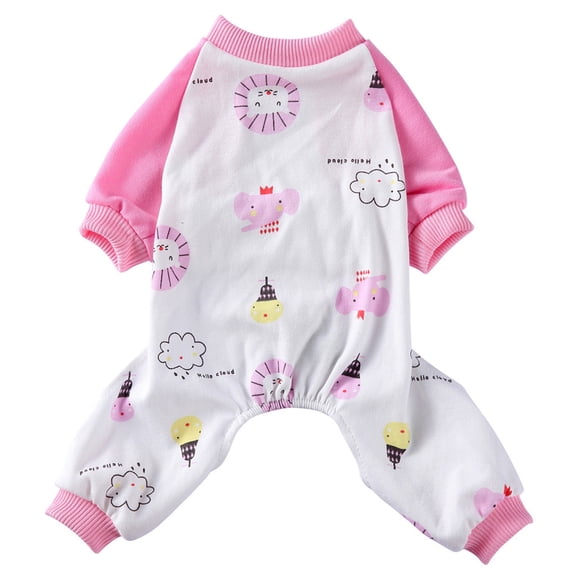 Moocorvic Pet Pajamas for Small Dogs, Pet One-Pieces Suits Puppy Outfits Comfortable Breathable Shirts Sleeper for Large Cat(Pink,M)