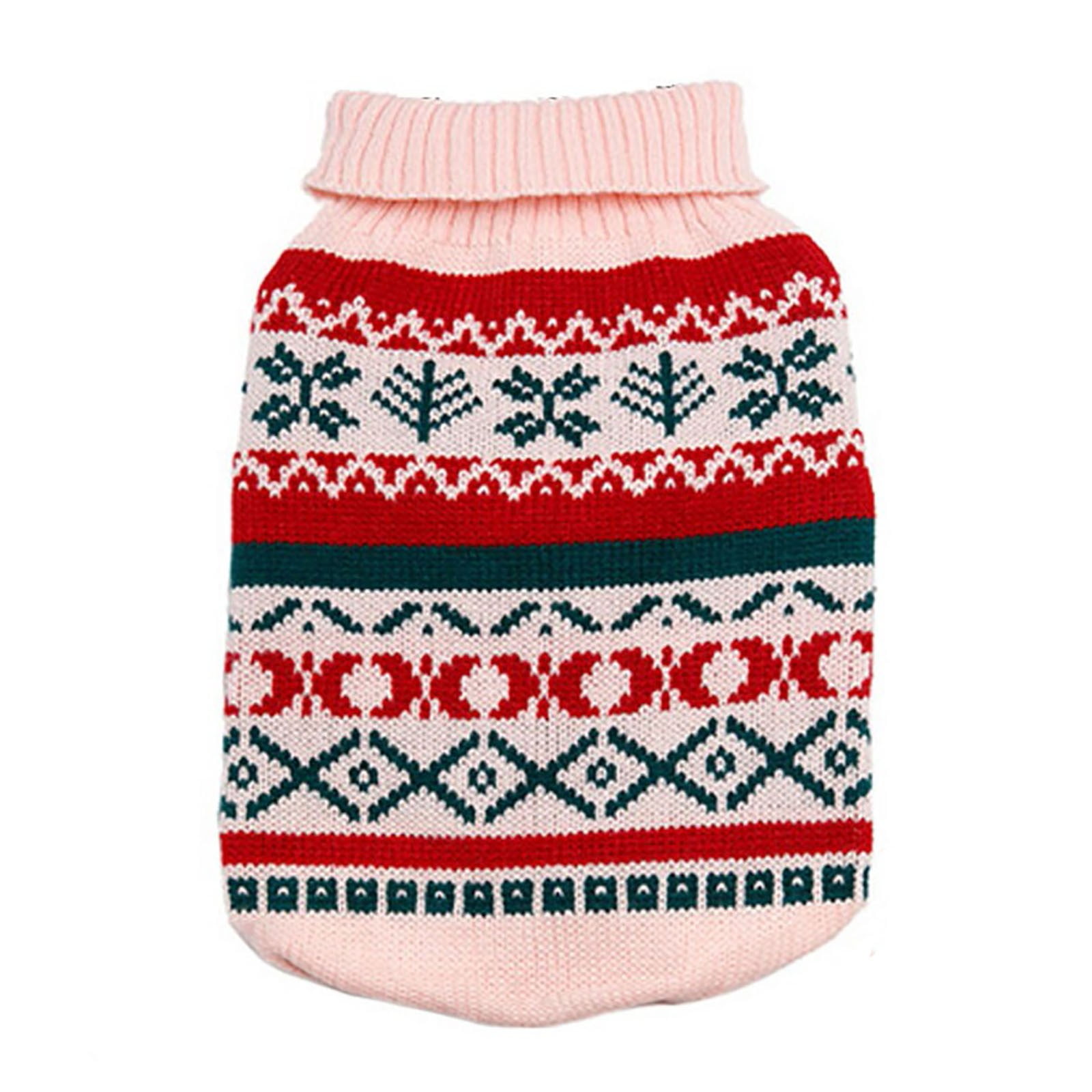 Chilly Dog Hand Knit Wool Sweater - Rose Fair Isle Pattern, X-Large For Large Breed Dogs