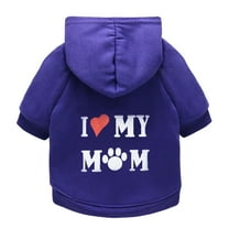 Moocorvic Pet Sweatshirts Hoodies Dog Clothes for Small Medium Dogs Cat, Warm Sweater Dog Outfits I LOVE MY MOM(Purple,XS)