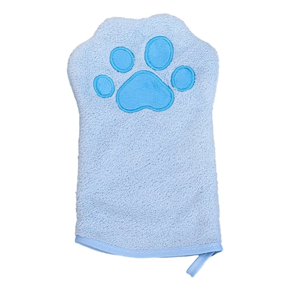 Pet Towel Glove, Absorbent Cleaning Mitt ,Grooming Hand Towels for Muddy Paws, Ears, Underbelly after Bathing Rainy Walks,Blue