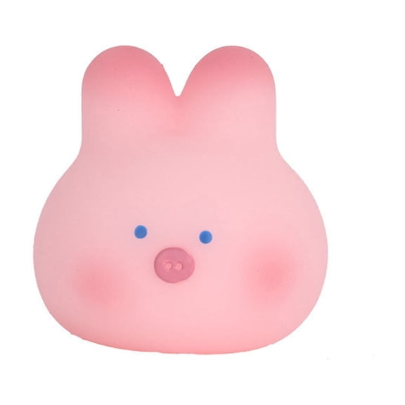 Moocorvic Pink Bunny Head Shaped Squeeze Hand Toys, Soft Slow Sensory Simulation Animal Portable Pocket Companion for Adults and Teens Daily Leisure Attention Enhancement