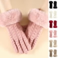thumbnail image 1 of Moocorvic Pink Winter Gloves for Women, Soft Fleece Lined Warm Knit Gloves for Cold Weather, 1 of 7