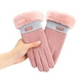 thumbnail image 1 of Moocorvic Pink Winter Gloves with Velvet Lining, Ladies Ski Snow Gloves for Cold Weather Outdoor Running Cycling Driving, 1 of 4