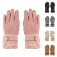thumbnail image 1 of Moocorvic Pink Winter Gloves with Velvet Lining, Ladies Ski Snow Gloves for Cold Weather Outdoor Running Cycling Driving, 1 of 3
