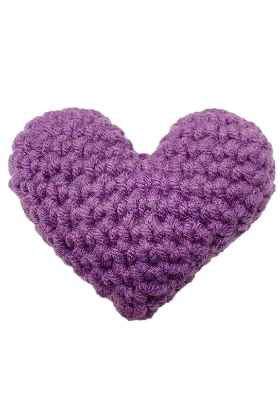 Pocket Crocheted Heart Small Gift for Women, Heart-Shape Knitting Cotton Brooch Clothing Decoration(Purple)