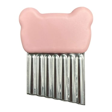 Moocorvic Potato Slicer French Fry Cutter Stainless Steel Potato Wave Knife Kitchen Home Chopper Potato Chip Chopper(Light-Pink)