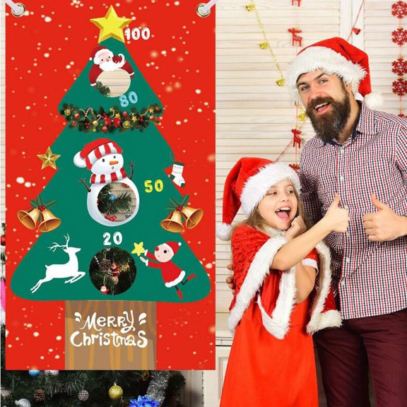 Moocorvic Punching Bag Throwing Game Flag Party Decoration Santa Claus Christmas Tree Flag