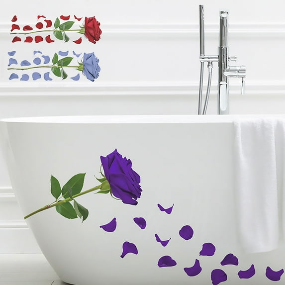 Moocorvic Purple Roses Stickers Room Decor, Flower Decorations Removable Peel and Stick Art for Kids Bedroom Living Room Bathroom(37.5x12inch)