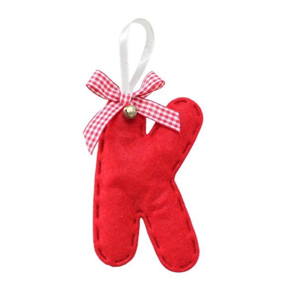 Moocorvic Red Alphabet Letter K Christmas Ornament With Bells, Xmas Stocking Tag Personalized Christmas Tree Decorations