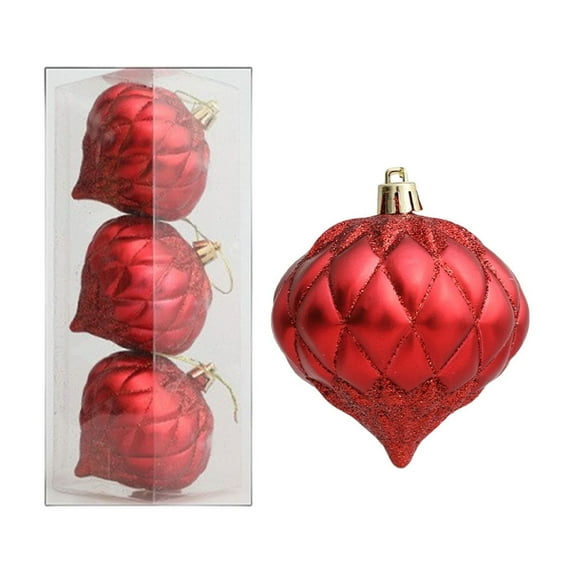 Moocorvic Red Christmas Ornaments 3Pcs Shatterproof Christmas Tree Balls Ornaments for Holiday Party Wreath Home Decor 3.15''