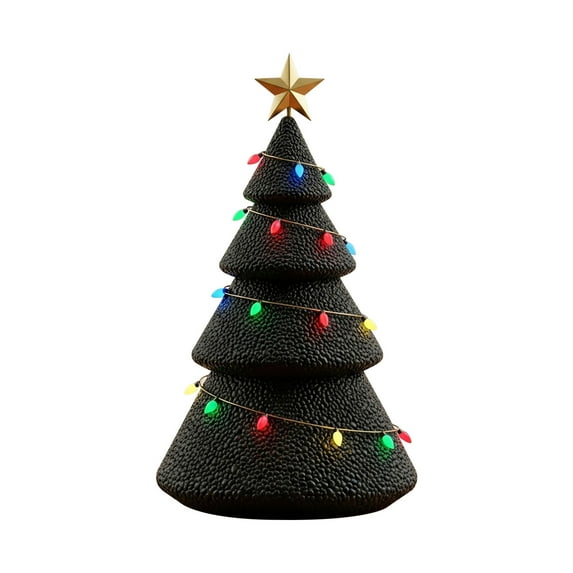 Moocorvic Resin Christmas Tree Figurines with Lights, 6 Inch Football Tabletop Xmas Trees for Party Table Centerpieces, Home Holiday Decorations(Sports Theme)