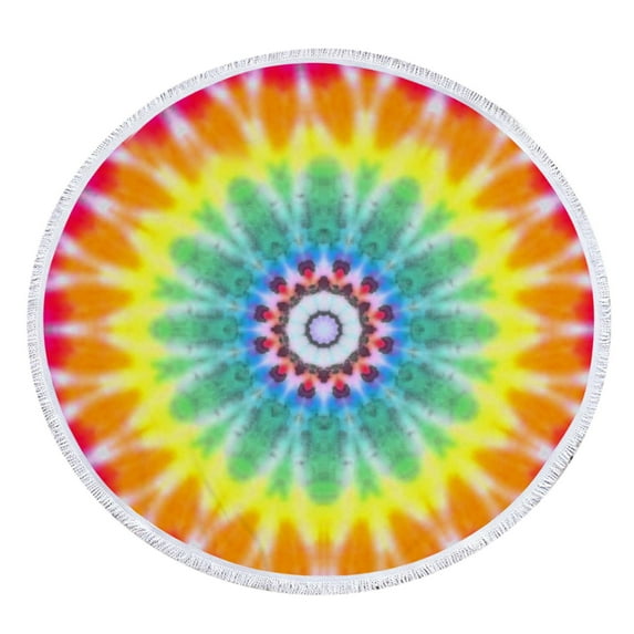 Clearance!Guanhe Round Tie-dye Beach Towels Oversized 58'', Microfiber Circle Beach Mat Absorbent Bohemian Sand Free Quick Dry Super Absorbent Rugs