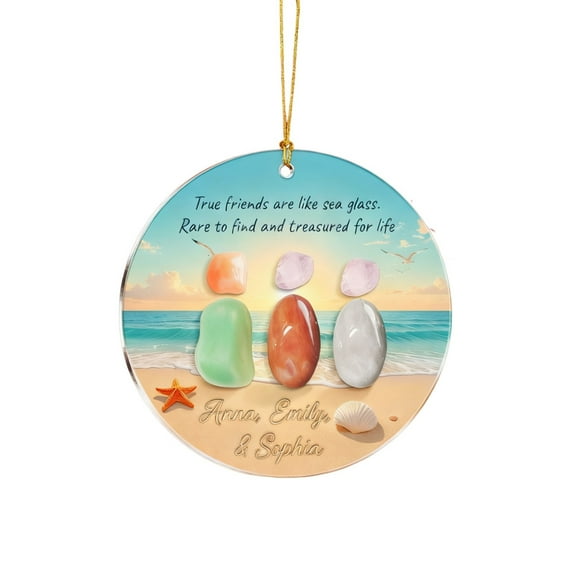 Moocorvic Sea Glass Friendship Christmas Ornament - Inspirational Gift for Friend, Women Friend Christmas Gift for Xmas Tree, Home Decor