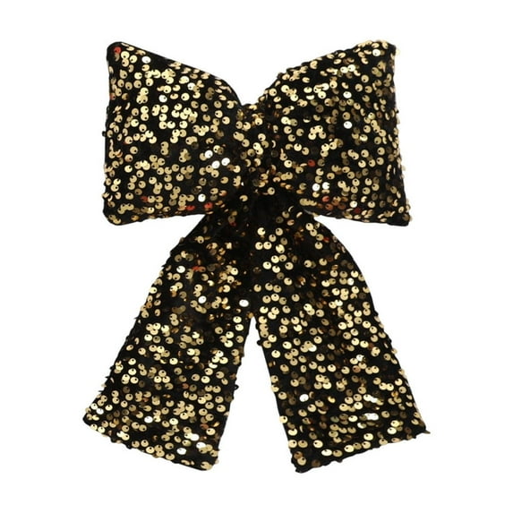 Moocorvic Sequin Christmas Glitter Black Bow for Gift Wrapping, Christmas Tree Decoration Indoor 6.3Inch