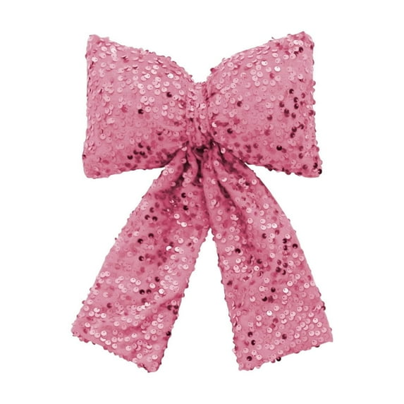 Moocorvic Sequin Christmas Glitter Pink Bow for Gift Wrapping, Christmas Tree Decoration Indoor 6.3Inch