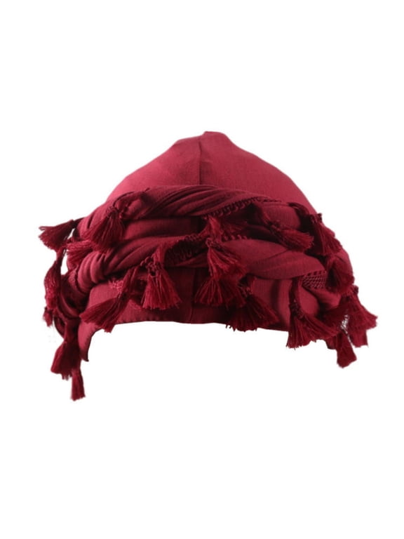 Silk Lined Head Wraps for Men Skull Cap Tassels Beanie Hat