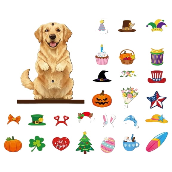 Moocorvic Small Interchangeable Easter Dog Sign, Holiday Decor Seasonal Table Centerpiece Farmhouse Rustic Desk Accessories, Wooden Home Office Room Welcome Tiered Tray Decoration Gifts