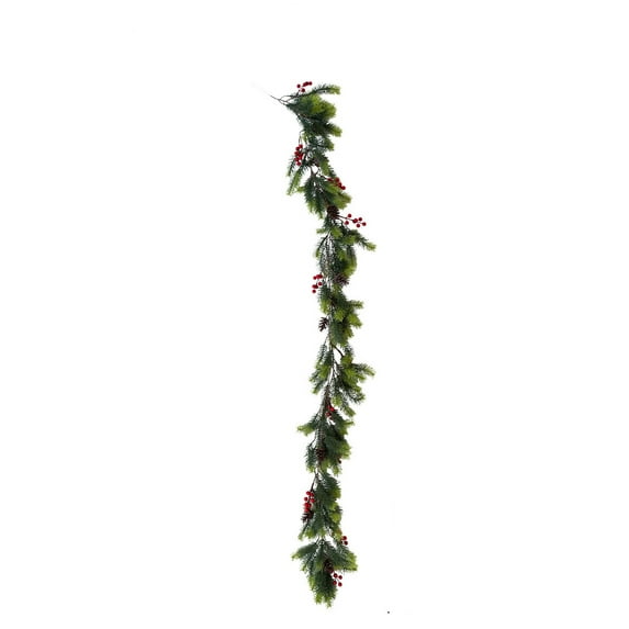 Moocorvic Snow Flocked Norfolk Pine Christmas Garlands 5.9 FT, for Fireplace Stair, Indoor Holiday Decor, Wall, Front Door