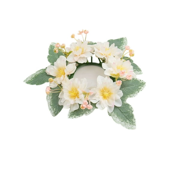 Moocorvic Spring Decor Candle Rings, Artificial Flowers Mini Wreaths for Pillars Wedding Home Table Party Decoration