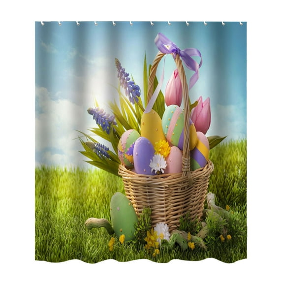 Moocorvic Spring Decor Easter Bunny Shower Curtains for Bathroom, Rabbits Floral Plant Watercolor Flower Shower Curtain Set with 12 Hooks,59x71in(S)