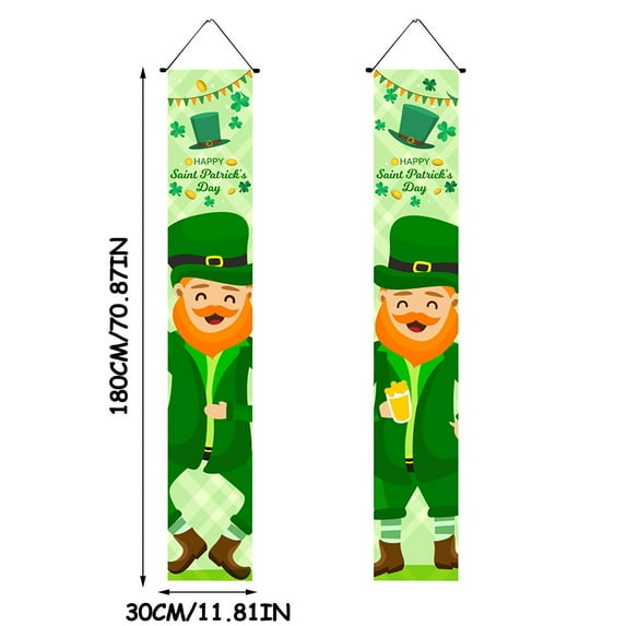 Moocorvic St. Patrick's Day Irish Holiday Porch Sign Welcome Home Door Curtain Banner Decoration Door Hanging Painting Hanging Flag Decoration
