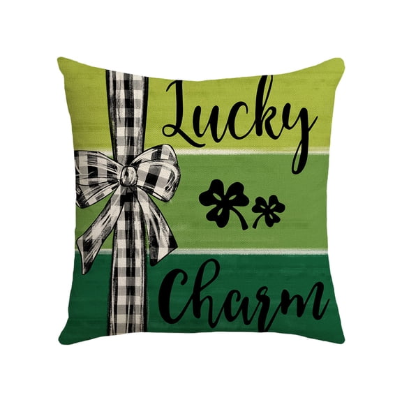 Moocorvic St Patricks Day Pillow Cover 18X18 Black White Plaid Bow Print Farmhouse Holiday Spring Pillow Case Decorations for Home Sofa Couch (Green)