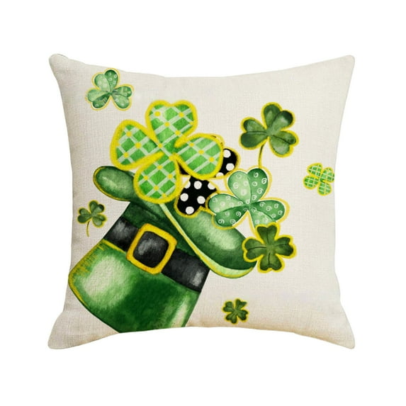 Moocorvic St Patricks Day Pillow Cover 18X18 Black White Plaid Bow Print Farmhouse Holiday Spring Pillow Case Decorations for Home Sofa Couch (Green)