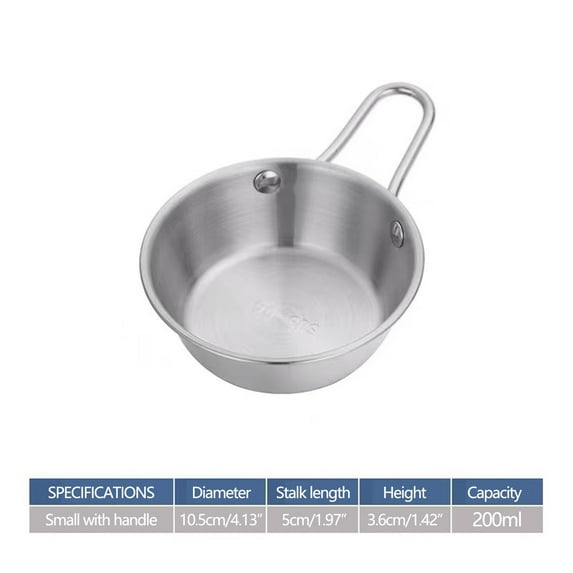 Moocorvic Stainless Steel Korean Traditional Bowls Round Rice Bowl Wine Cup with Handle, Soup Dish Food Bowl Camp Cup Hot Pot, Pot Vegetable Bowl (5.2inch, Sliver)