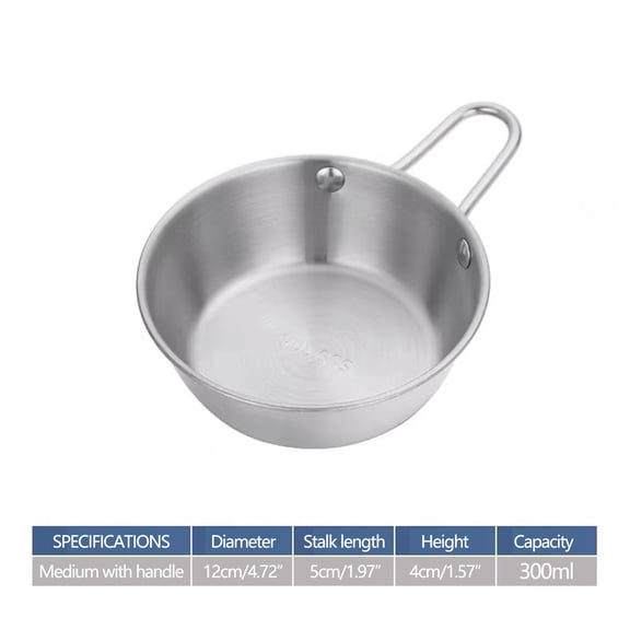 Moocorvic Stainless Steel Korean Traditional Bowls Round Rice Bowl Wine Cup with Handle, Soup Dish Food Bowl Camp Cup Hot Pot, Pot Vegetable Bowl (5.2inch, Sliver)