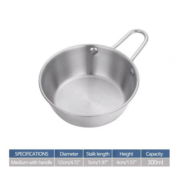 Moocorvic Stainless Steel Korean Traditional Bowls Round Rice Bowl Wine Cup with Handle, Soup Dish Food Bowl Camp Cup Hot Pot, Pot Vegetable Bowl (5.2inch, Sliver)