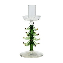 Moocorvic Tall Glass Candle Holder, Christmas Decoration Clear Pillar Taper Candlestick for Dinner Table, Wedding Centerpieces, Living Room,5''