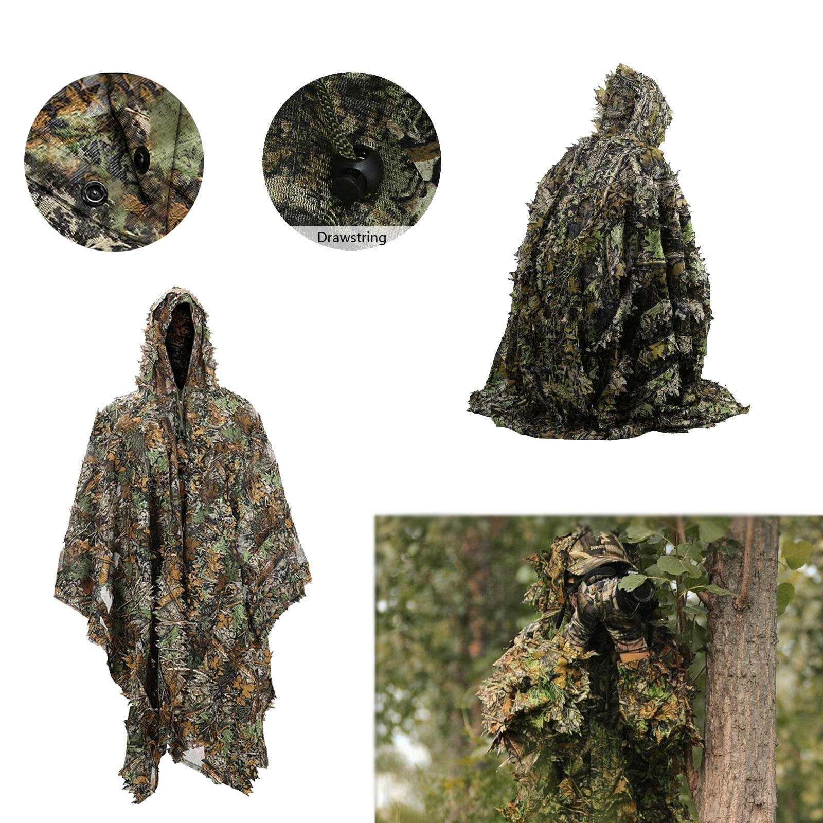 Moocorvic Tarp Rain Waterproof Hooded Suit 3D Green Clothing for Jungle Hunting Party Camping Hiking
