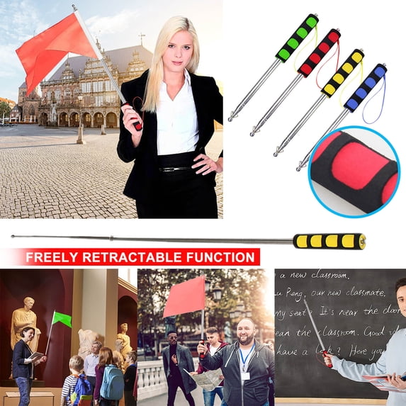Moocorvic Telescopic Handheld Flag Poles,Portable Staff Lightweight Extendable Stainless Steel with Anti-Slip Grip,Collapsable Flag Pole for Tour Guides & Pointer for Teachers,