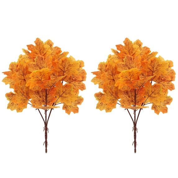 Moocorvic Thanksgiving Decorations 2 Pack Maple Leaf Flower Bouquet for Autumn Indoor Outdoor Home Kitchen Fall Floral Arrangements