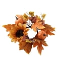thumbnail image 1 of Moocorvic Thanksgiving Decorations Candle Rings Wreaths, Artificial Pumpkin Maple Leaf Candle Garland with Berries, Wedding Parties Centerpieces Fall Table Decor, 1 of 8