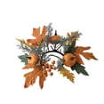 thumbnail image 1 of Moocorvic Thanksgiving Decorations Candle Rings Wreaths, Artificial Pumpkin Maple Leaf Candle Garland, Wedding Parties Centerpieces Fall Table Decor,Black, 1 of 8