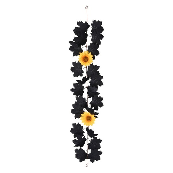Moocorvic Thanksgiving Decorations Fall Black Garland 3.28 FT, Autumn Leaf Vines Table Decoration for Party Mantle Indoor