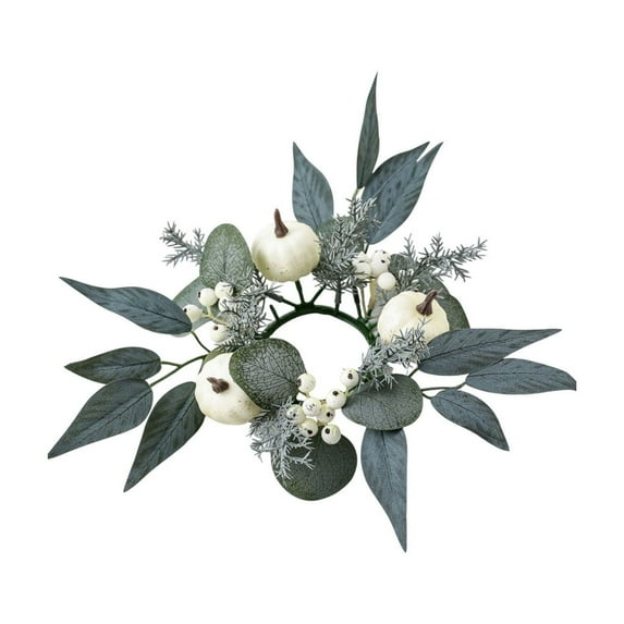 Moocorvic Thanksgiving Decorations Fall Candle Ring Wreaths Artificial Pumpkin Maple Leaf Candle Rings for Pillars