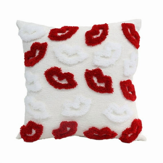 Moocorvic Throw Pillow Cover 18X18, Embroidery Heart Pattern Valentine's Day Gifts Pillow Cases for Couch Sofa Bed Chair Living Room Home Decor