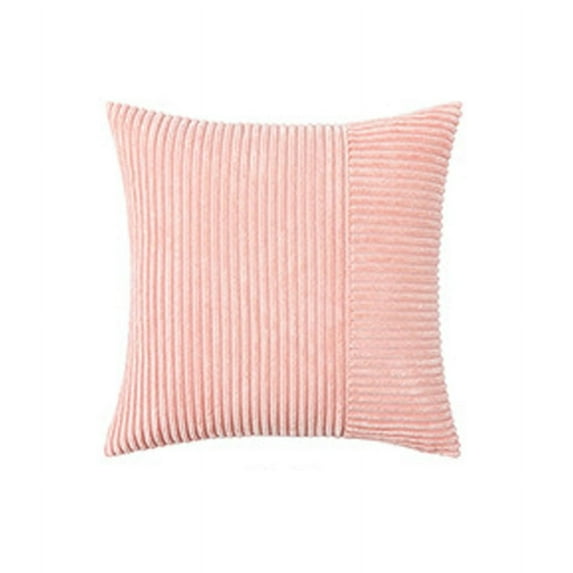 Moocorvic Throw Pillows Covers 18x18'', Decorative Striped Pillowcase Soft Plush Corduroy Throw Pillows Covers for Couch Sofa Living Room,Pink