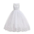 thumbnail image 1 of Moocorvic Toddler Flower Girls Dresses Tulle Wedding Party Dress Bridesmaid Pageant Princess Kids Birthday Ball Gown 16-17 Years,White, 1 of 9