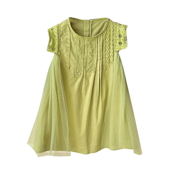 Moocorvic Toddler Girl Dress Boho Lace Sleeveless Loose Casual Girl Clothes 4-5 Years,Green