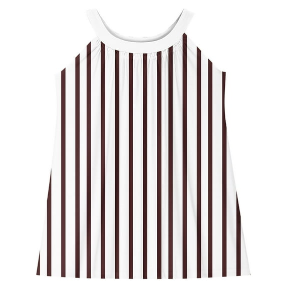 Moocorvic Toddler Girls Dresses Summer Spaghetti Strap Striped Print Linen Casual Swing Sundress 5-6 Years,Brown