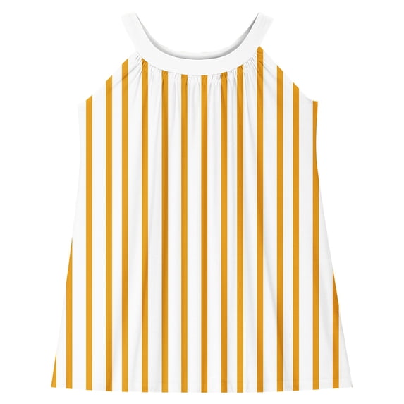 Moocorvic Toddler Girls Dresses Summer Spaghetti Strap Striped Print Linen Casual Swing Sundress 5-6 Years,Yellow